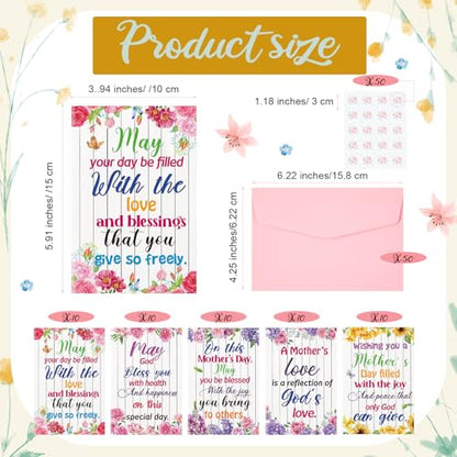 Eaasty 50 Sets Christian Birthday Cards with Envelopes Stickers, 4x6 Inch - style: Mother's Day