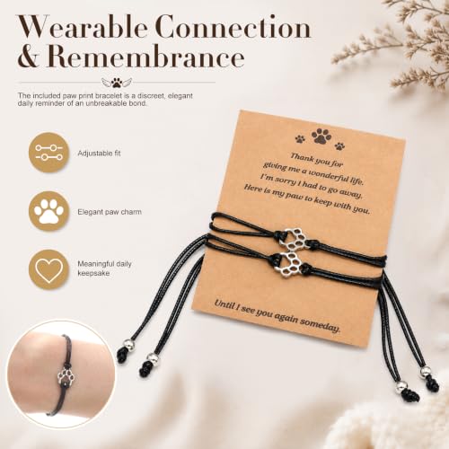 Junkin Pet Memorial Gifts for Loss of Dog Cat Sympathy Gift Set with Rainbow Bridge Paw Suncatcher, Paw Bracelet and Comfort Stone Remembrance Keepsake for Pet Lovers Friends Family