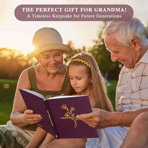Lanpn Grandma Life Story Book Journal with 260+ Prompts, Linen Hardcover Grandmother Guided Journal Memory Keepsake Book to Fill Out, Birthday Mother's Day Christmas Gift for Grandmas, Purple - color: Purple