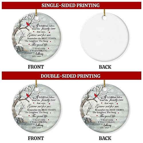 Personalized Memorial Ornaments Sympathy Ornament Ceramic Christmas Remembrance Keepsake Xmas Tree Decorations Gifts for Loss of Loved One