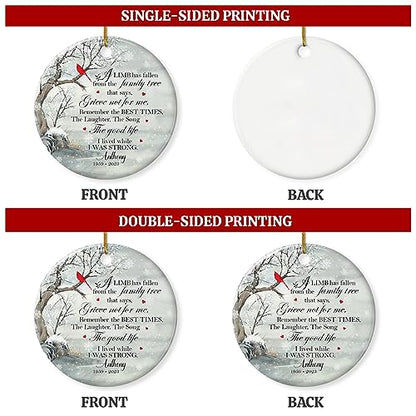 Personalized Memorial Ornaments Sympathy Ornament Ceramic Christmas Remembrance Keepsake Xmas Tree Decorations Gifts for Loss of Loved One