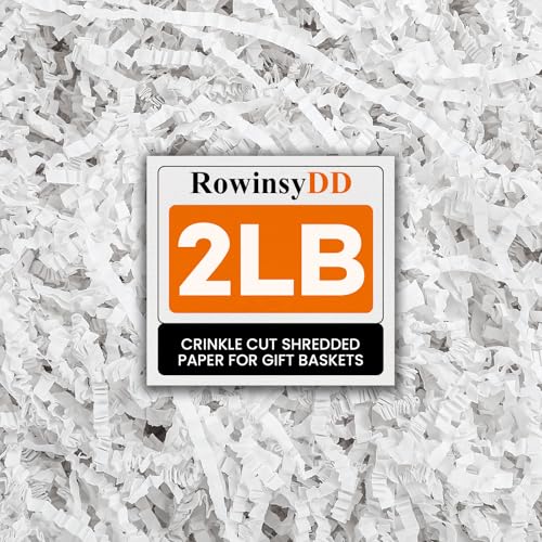 RowinsyDD 2LB White Crinkle Paper Filler, Shredded Paper for Gift Baskets | Crinkle Paper Filler Packaging Wrapping Cushion Stuffing Box Confetti Filler for Easter Christmas Wedding Birthday Bridesmaid - color: White, size: 2LB