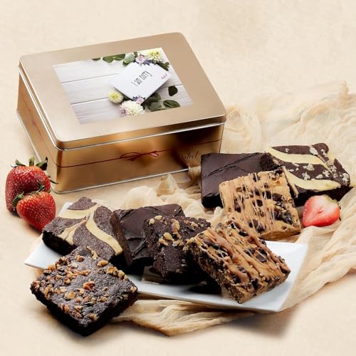 I'm Sorry For Your Loss Gifts I'm Sorry Gift Basket - 18 Individually Wrapped Brownies Freshly Baked in a Variety of Flavors - Dulcet's Signature Flavored Fudge Brownies - Gift Box Comes with Apology Gift Card - style: I am sorry
