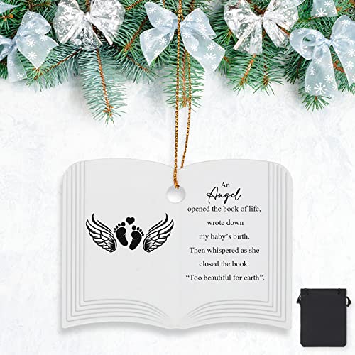 Sieral Christmas Memorial Ornaments Loss of Loved One Baby Heaven Ornaments Wing Heart Footprint Baby Keepsake Gifts Angel Sympathy Infant Loss Gifts Memory Miscarriage Items for Remembrance Kids