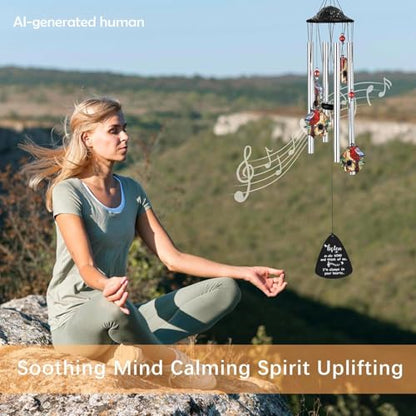 34'' Large Cardinal Red Bird Wind Chimes for Outside Garden Patio Decor | Memorial Wind Chimes Outdoor;Red Bird Windchime,Cardinal Gifts,Sympathy Gifts for Loss of Loved One,Aluminum Tube,with S hook