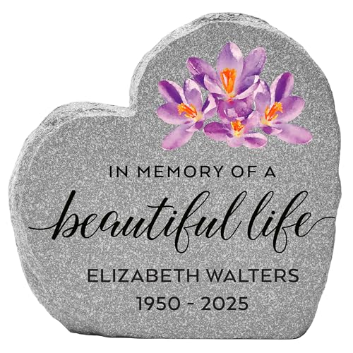 Let's Make Memories Personalized Memorial Garden Stone - Sympathy - Loss of Loved One - Condolences - Outdoor - Headstone - Durable Resin - Upright Garden Marker - Beautiful Life - style: Beautiful Life