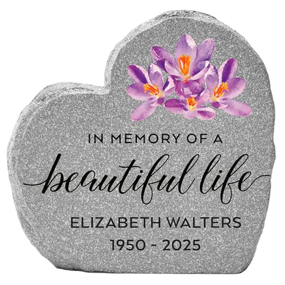 Let's Make Memories Personalized Memorial Garden Stone - Sympathy - Loss of Loved One - Condolences - Outdoor - Headstone - Durable Resin - Upright Garden Marker - Beautiful Life - style: Beautiful Life