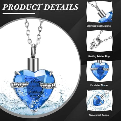 Ecation 15 Pcs Urn Necklace for Ashes Women Cremation Jewelry - color: Blue
