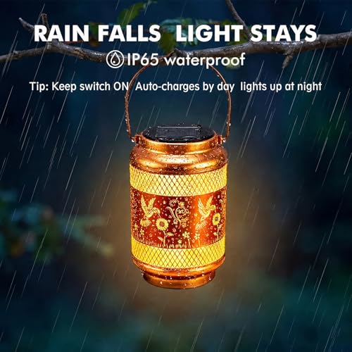 Solar Lanterns Outdoor Garden Decor- Solar Lights Waterproof Hummingbird Decorative Hanging Metal Lights Gardening Gift for Outside Yard, Patio, Backyard, Farm, Gifts for Women Mom - style: New Hummingbird