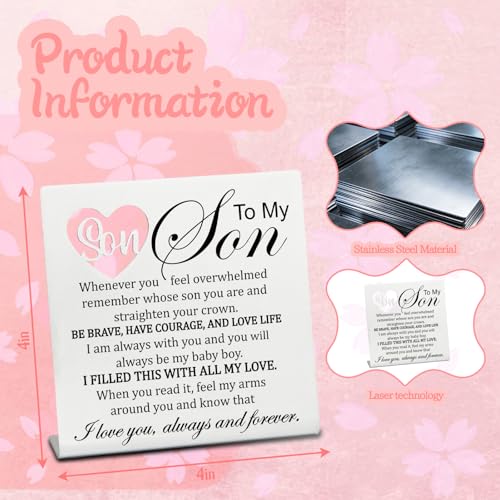 Stainless Steel Desk Plaque with Brave Quote, Courage & Brave Desk Decor for Son from Mom, Heartwarming Present for Son on Graduation, Sentimental Keepsake for Sonny from Mum, Hss15 - style: Sonny