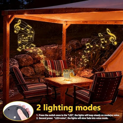 Solar Lantern Outdoor Lights, Cute Metal Solar Owl Lamp with Sound - size: Owl