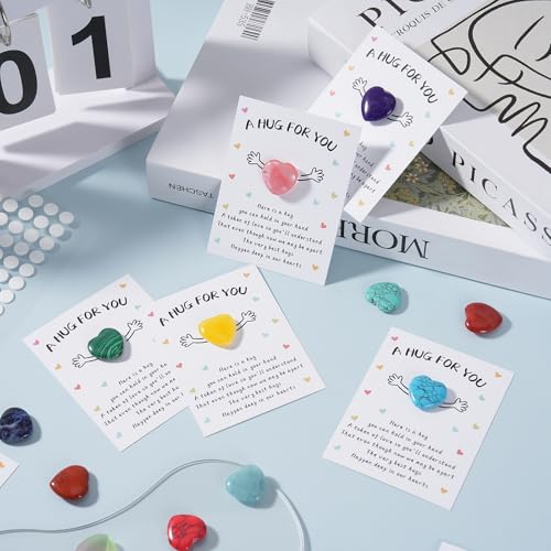 Pocket Hug Bulk with Little Heart Worry Stones and Gift Cards, Pocket Hug Token Keepsake for Friends, Colleagues, Funeral, Celebration of Life, Encouragement Party Favors (48 Sets) - color: 48 Sets