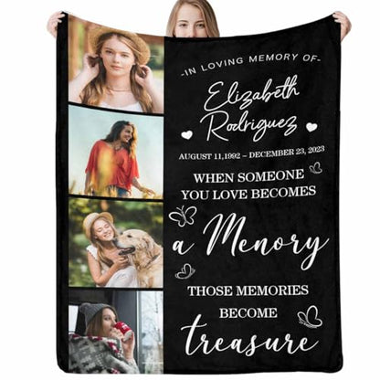Custom Memorial Blanket with Picture Personalized Sympathy Remembrance Condolences Bereavement Gifts Sympathy Gifts for Loss of Loved One Mother Dad Grandma Grandpa Sister Daughter Friend - color: Design16