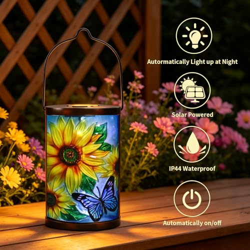 MUMTOP Sunflower Solar Lantern Outdoor Waterproof Hanging Garden Lights - color: Yellow