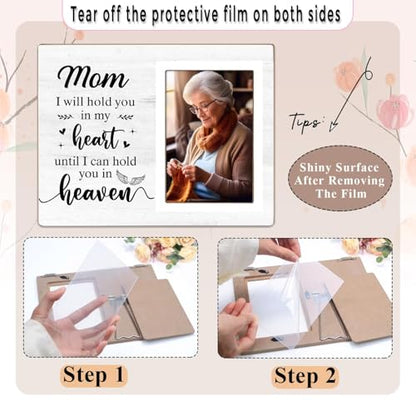 Memorial Picture Frame, Sympathy Gifts for Loss of Mom, in My Heart, in Loving Memory Wooden Photo Frame, Bereavement Remembrance Funeral Passed AWay Condolence Gifts (White-Mom, 4 x 6 Photo) - color: White-Mom