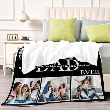 D-Story Custom Blanket Fathers Day Personalized Gifts for Dad Customized Blankets and Throws with Photos Text Fleece Picture Blanket Birthday Gifts from Daughter Son Wife Dad 06 - color: Dad 06