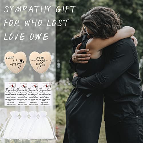 Fumete 50 Sets Funeral Favors Wooden Heart Tokens with Cardinal Cards | Pocket Hug Memorial Keepsakes, Sympathy Gifts with Organza Bags, Celebration of Life Favors for Church Guests and Family