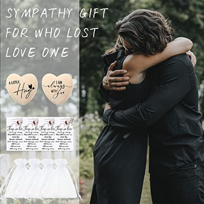 Fumete 50 Sets Funeral Favors Wooden Heart Tokens with Cardinal Cards | Pocket Hug Memorial Keepsakes, Sympathy Gifts with Organza Bags, Celebration of Life Favors for Church Guests and Family
