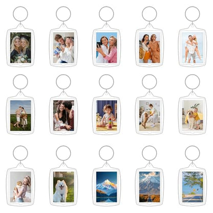 30 PCS Acrylic Photo Frame Keyring for Insert 4.6 x 3.2cm Photo | Clear Picture Keychain with Split Ring Photo Frame Keychain as Gift