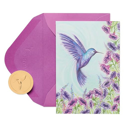 Papyrus Blank Cards with Envelopes, Purple Hummingbird (14-Count) - color: Purple
