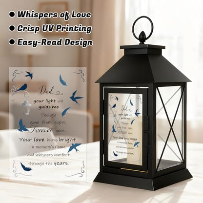 Memorial Candle Lantern with Flickering LED Candle and Remote Control Bereavement Sympathy Gifts in Memory for Loss of Dad Remembrance Gift (Dad) - color: Dad