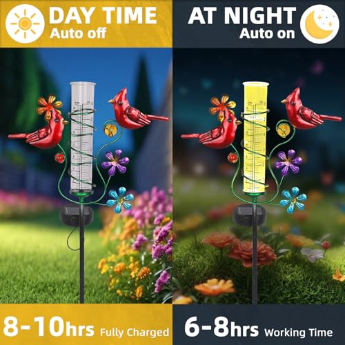 Rain Gauges Outdoors Best Rated, Cardinal Rain Measure Gauge | Freeze Proof Adjustable Height Large Rain Measuring Tool for Garden Yard Fence - color: Cardinal