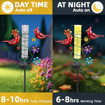 Rain Gauges Outdoors Best Rated, Cardinal Rain Measure Gauge | Freeze Proof Adjustable Height Large Rain Measuring Tool for Garden Yard Fence - color: Cardinal