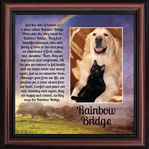Crossroads Home Décor Rainbow Bridge Picture Frame, Dog Loss, Loss of a Pet, Loss of a Cat, Pet Memorial Picture Frame, 6416W - color: Walnut