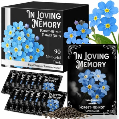 90Pack Forget Me Not Seeds Bulk, Memorial Seed Packets for Funeral Favors - size: 90Pack