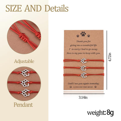 Pet Memorial Gifts Bracelets for Loss of Dog Cat Symapthy Gift for Dog Cat Lovers Passing Away Gifts Paw Print Bracelet - color: Red