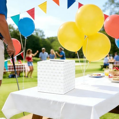 Golf Card Box Sports Party Favors Post Box Cardboard Receiving Money Holder for Golf Theme Wedding Reception, Baby Showers, Anniversary, Birthday Party, Graduation Table Centerpiece Decorations - style: Golf