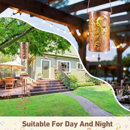 Retisee Sunflower Solar Wind Chimes Outdoor Metal Sunflower Teacher Appreciation Gifts Solar Light Windchimes Outside Indoors Christmas Decoration Birthday Gift for Home Lawn Porch Patio Garden Yard - style: Sunflower