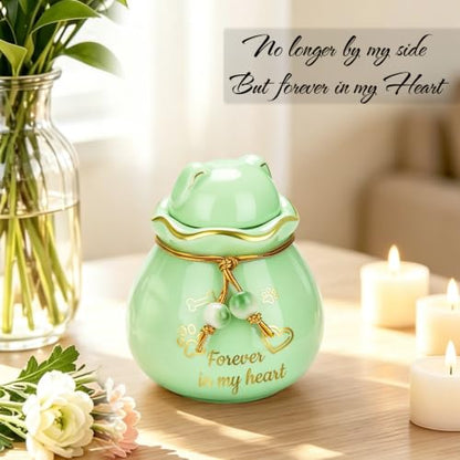 SOITIS Small Pet Urns for Cats Dog 3.54” Cat Urns for Ashes Ceramic Pet Urn - color: Cyan Paw