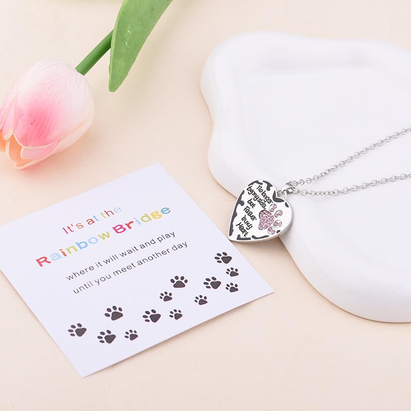 YangQian Sympathy Gift for Pet Owner Pet Memory Gifts for Dogs Cats Bereavement Gifts Paw Print Necklace Grieving Cat Dog Loss Gift - color: Pet Owner Bereavement Gifts Necklace