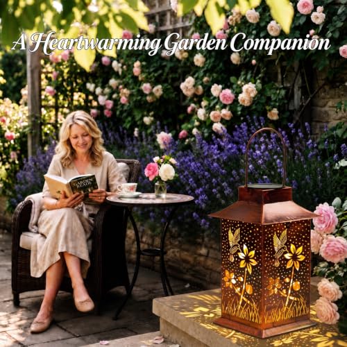 Homemory Gifts for Women, Hummingbird Solar Lanterns Outdoor Waterproof | Solar Decoration with Led Glow and Waterproof Metal Design, Ideal for Garden, Yard, Patio, Porch, Birthday Gifts - style: Hummingbird Square