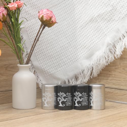 Small Aluminum Keepsake Urns for Human Ashes - Set of 4 Mini Memorial Urns - 3 Inch Ashes Containers for Sharing - size: Set of 4-family tree
