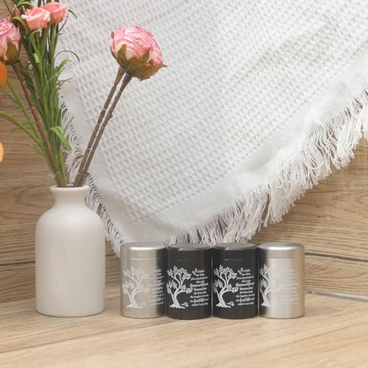 Small Aluminum Keepsake Urns for Human Ashes - Set of 4 Mini Memorial Urns - 3 Inch Ashes Containers for Sharing - size: Set of 4-family tree
