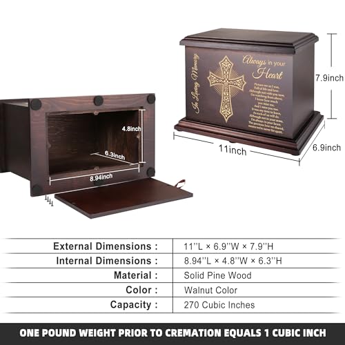 DGDCDV Cremation Urns for Human Ashes Adult Up to 270 LBS | Large Wooden Memorial Urns for Human Ashes Male Female, Burial Funeral Urns Box and Caskets for Ashes Men Women Child