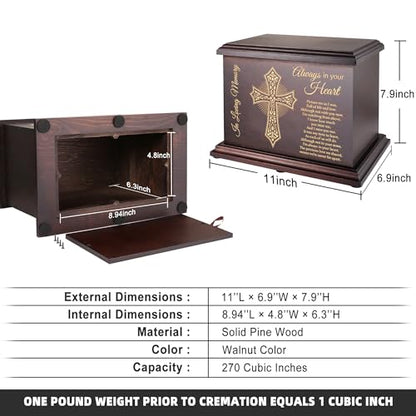 DGDCDV Cremation Urns for Human Ashes Adult Up to 270 LBS | Large Wooden Memorial Urns for Human Ashes Male Female, Burial Funeral Urns Box and Caskets for Ashes Men Women Child