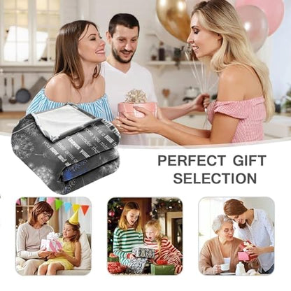 Hugs From Heaven Sympathy Throw Blanket, 50 x 60 Inch, Memorial Bereavement Gift for Loss of Loved One, Dandelion Quote Comfort Blanket for Mom Dad Family Friend, Condolence Remembrance (Heaven)