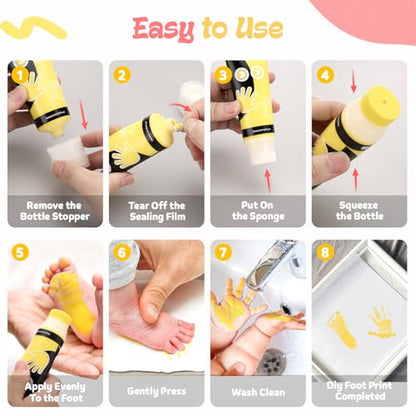 Nabance 2.54 fl oz Yellow Baby Hand and Footprint Friendly Paint, Dog Cat Paw Print Safe Paint, Non-Toxic Acid-Free, Safe Gentle for Home School Christmas New Year DIY Keepsake Stamp - color: Yellow