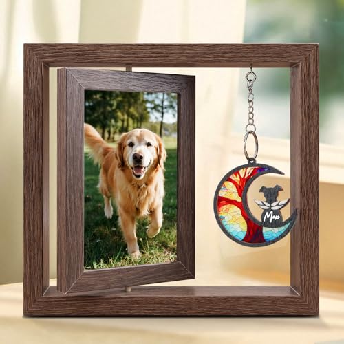 Dog Memorial Picture Frame, 4x6 Wooden Frame, Pet Loss Gift - color: Life Tree