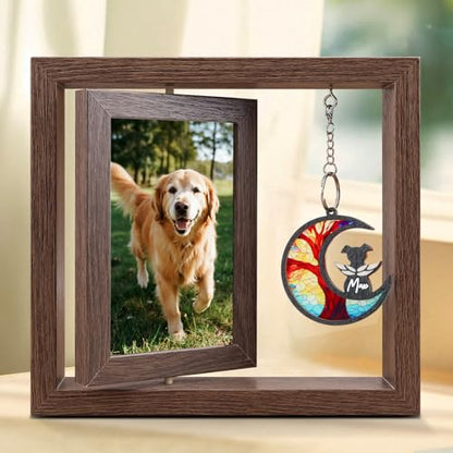 Dog Memorial Picture Frame, 4x6 Wooden Frame, Pet Loss Gift - color: Life Tree