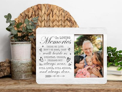 Memorial Picture Frame - In Loving Memory Wood Photo Frame, Sympathy & Bereavement Gifts for Loss of Mom, Dad & Grandparents - Funeral Remembrance Gift - style: Memorial 02
