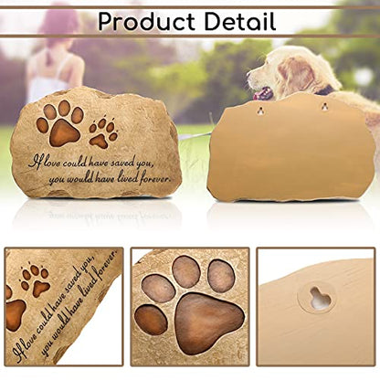 Jetec Dog Memorial Stone Dog Garden Memorial Stone Paw Prints Pet Headstone Resin Grave Marker Pet Loss Gifts Sympathy Gifts for Indoor Outdoor, 11 x 7.5 Inch