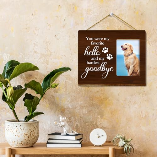 You Were My Favorite Hello and My Hardest Goodbye Wood Picture Frame,Pet Memorial Gifts for Dogs,Sympathy Gift for Loss of Dog,Remembrance Gifts for Loss of Dog - style: goodbye