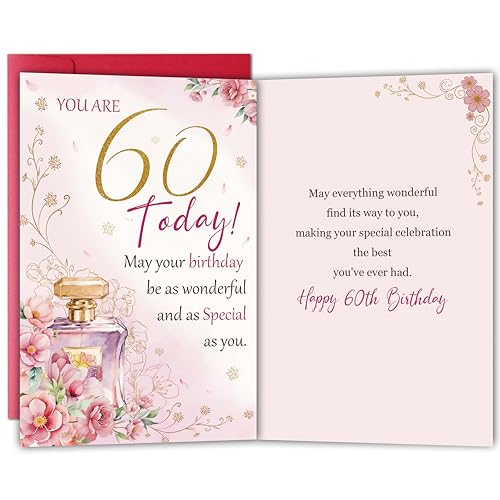60th Birthday Card Gift for Her, Happy 60 Year Old Birthday card Gift for Mom Wife Sister Friend - color: Unique 60th Bday