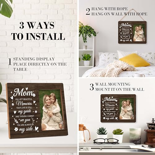 Memorial Pictures Frame, Mom You Left Beautiful Memories Photo Frame, Sympathy Gifts For Loss Of Mom, Farmhouse Home Living Room Bedroom Decoration -b25 - style: Mom