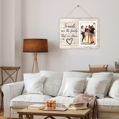 Family Picture Frame, Best Friend Picture Frame Gifts for Best Friend Women BFF Sister, Friends Are the Family We Choose Wooden Photo Frame 4 x 6Inch Heart Pattern12P054 - size: 4X6