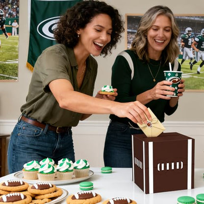 Hxezoc Football Card Box Sports Party Favors Post Box Cardboard Receiving Money Holder for Football Theme Wedding Reception, Baby Showers, Anniversary, Birthday Party, Table Centerpiece Decorations - style: Football